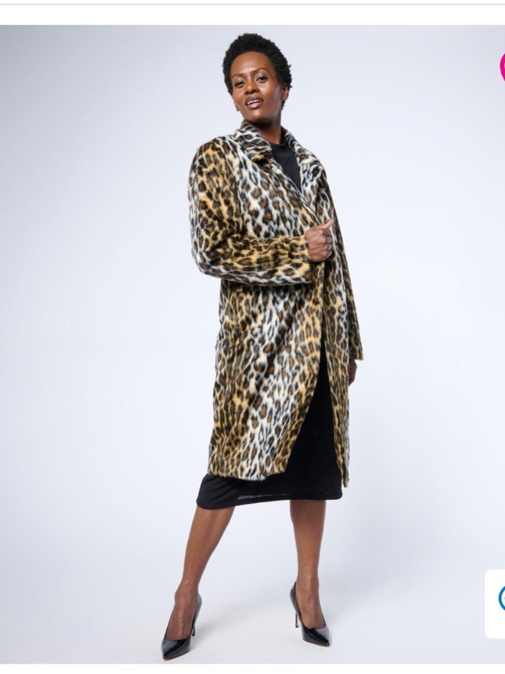 NWOT G by Giuliana Women Brown Black Leopard Print Faux Fur Tuxedo Coat Size LP - Picture 1 of 16